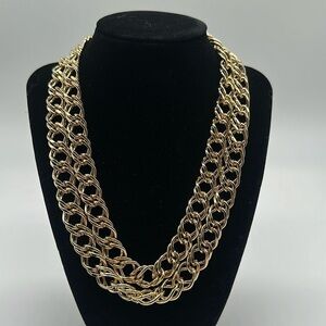 Kenneth Jay Lane Goldtone Large Double Links Chain Necklace In Box